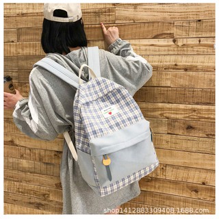 Balo thời trang ulzzang vải phối da lộn đựng laptop, A4 caro Yi Le Tao Leisure College B03