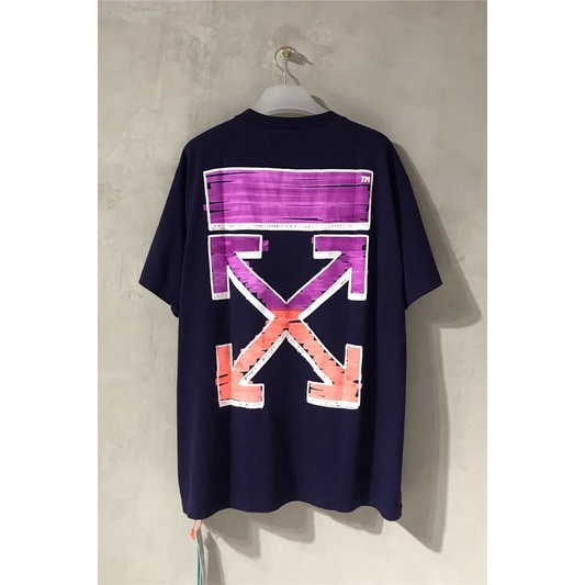 Off WHITE Áo Thun Tay Ngắn Dáng Rộng Họa Tiết graffiti Cá Tính Cho Nam Nữ