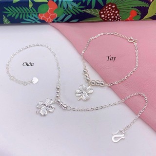 Lắc chân bạc ⚜️FREESHIP⚜️ Vòng chân bạc nữ cỏ 4 lá / Lắc bạc nữ