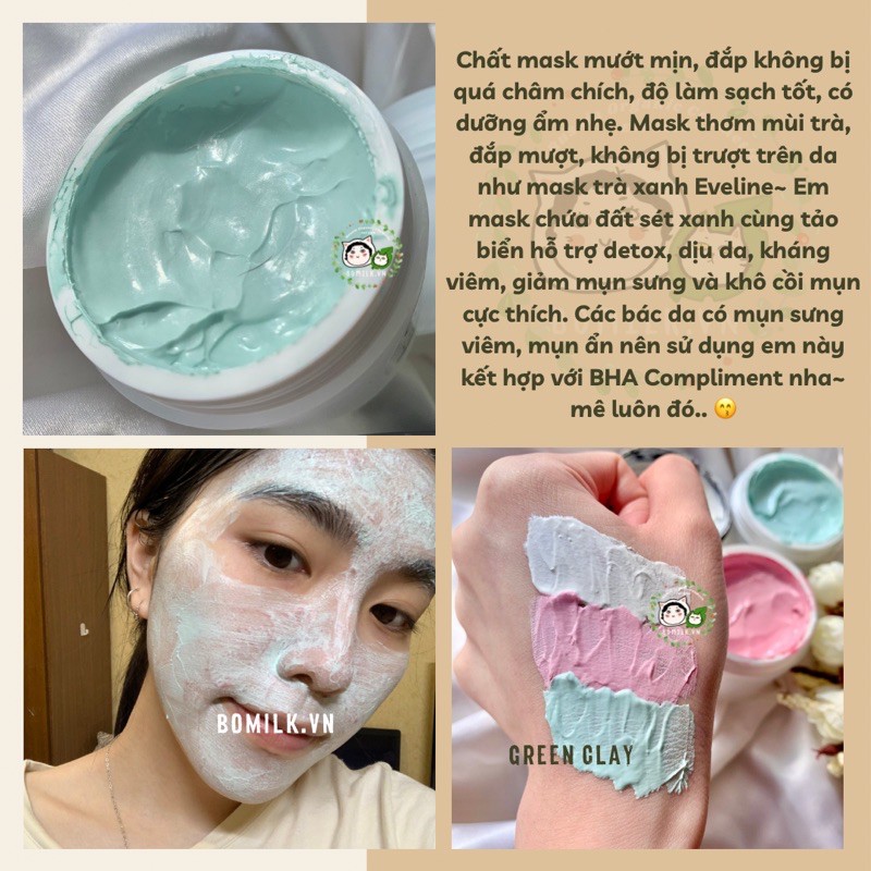 Mask Compliment đất sét xanh & tảo biển - detox làm sạch & dịu da