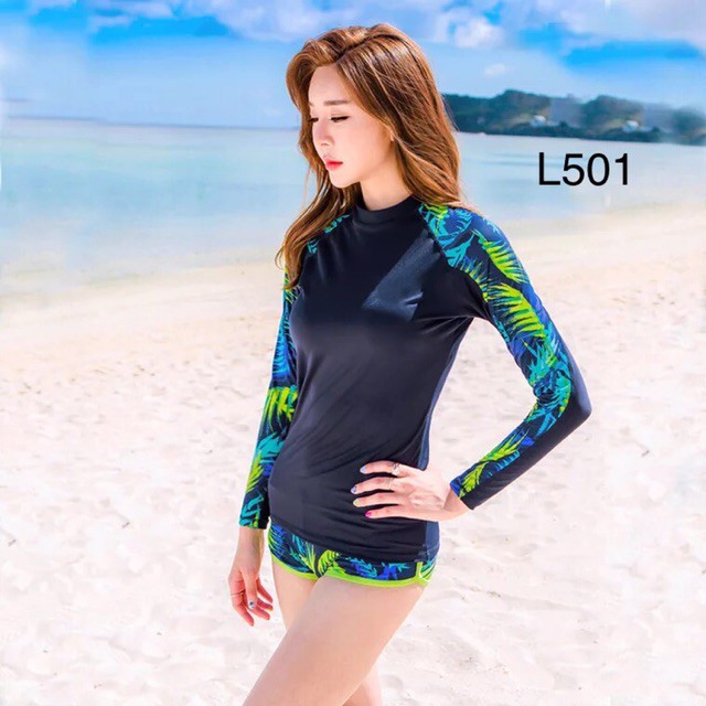 Bikini dài tay loại tốt che nắng đi biển đồ bơi cạp cao kín đáo Hàn Quốc - Siêu HOT | BigBuy360 - bigbuy360.vn