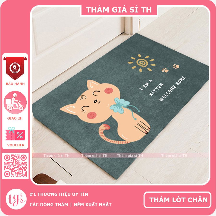 Thảm lau chân thấm nước chống trượt cao cấp | thảm chùi chân nhà tắm, nhà bếp kích thước 40 x60cm