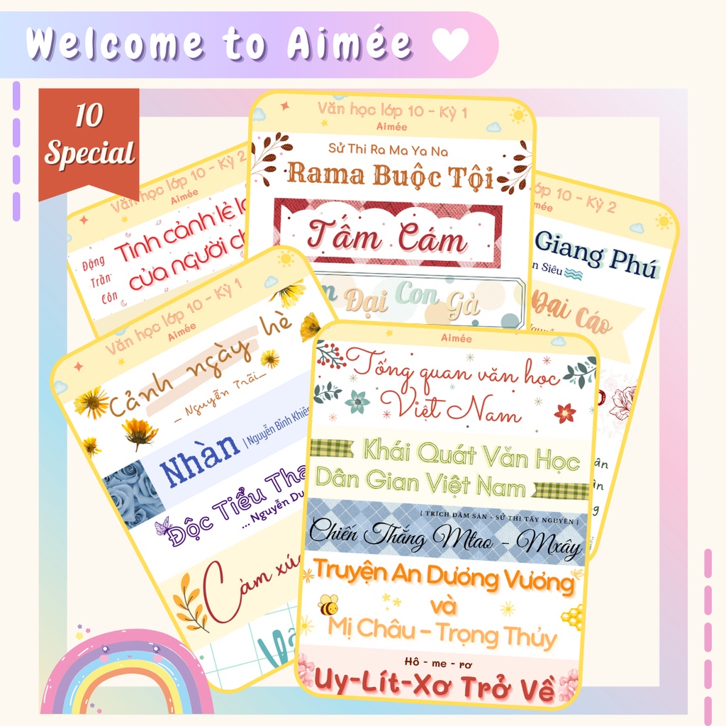 Sticker ngữ văn 10, tiêu đề văn học 10 | Phiên bản Special | AIMÉE