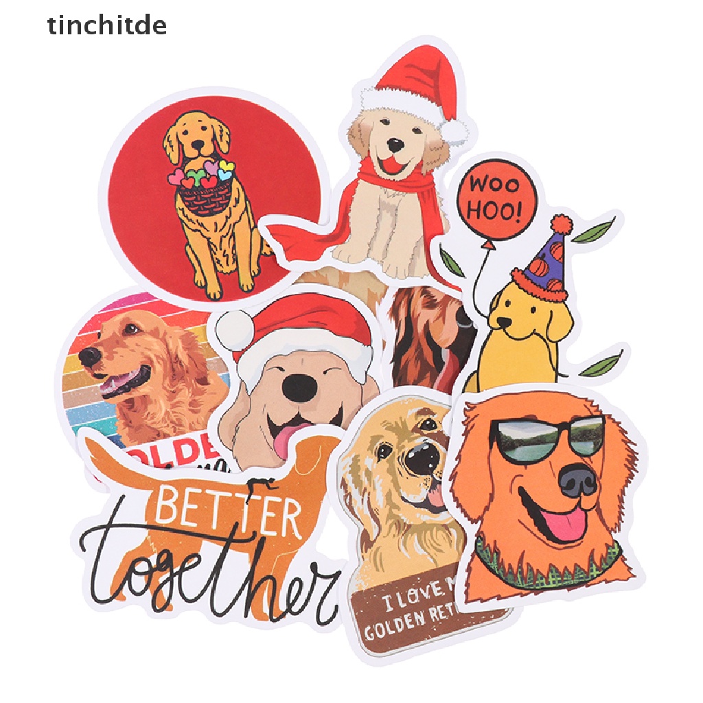 Set 50 Miếng Dán Hình Chú Chó Màu Vàng Dễ Thương Dùng Trang Trí Vali / Laptop DIY