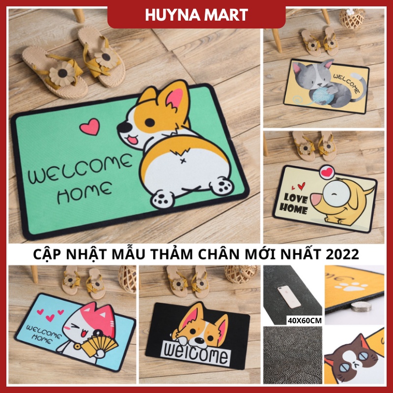 Thảm Chùi Chân Hình Thú 3D Cao Cấp Thấm Nước, Mặt Đế Chống Trơn Trượt 40x60cm Huyna Mart T16