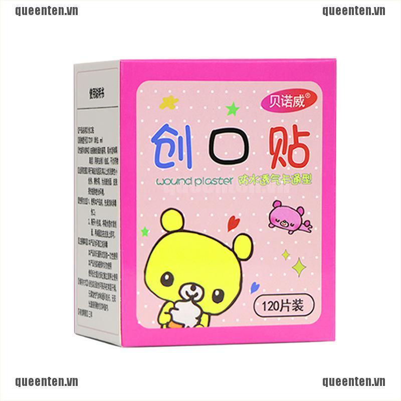 [Hàng mới về] Bộ 120 băng cá nhân thoáng khí chống thấm nước họa tiết hoạt hình xinh xắn