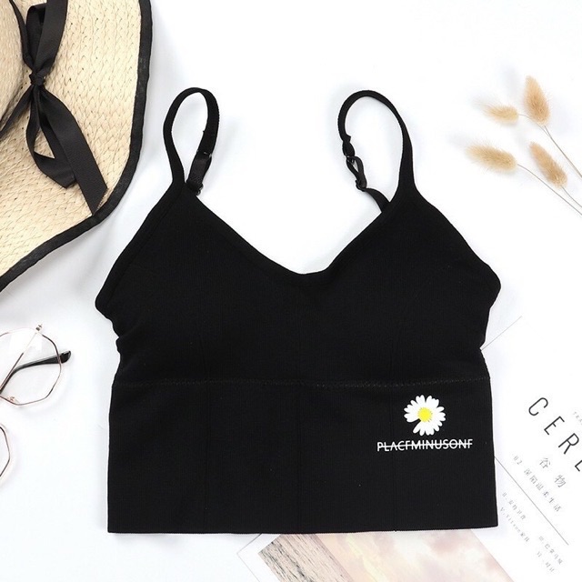 HOT TREND- Áo bra khoét U gân bo nâng ngực cúc hoạ mi