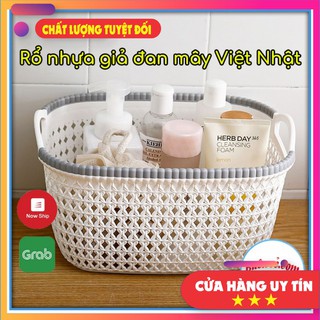 HÀNG MỚI VỂ Rổ Nhựa Giả Đan Mây Có Quai Cầm Cỡ Nhỏ Việt Nhật 3378-1 - Buôn Rẻ 00690