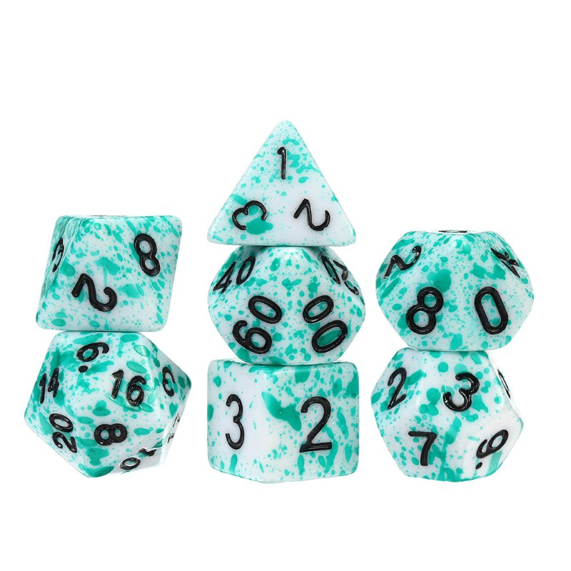 Set 7 xúc xắc acrylic chữ số hình dạng khác nhau dành cho game đóng vai RPG MTG DND