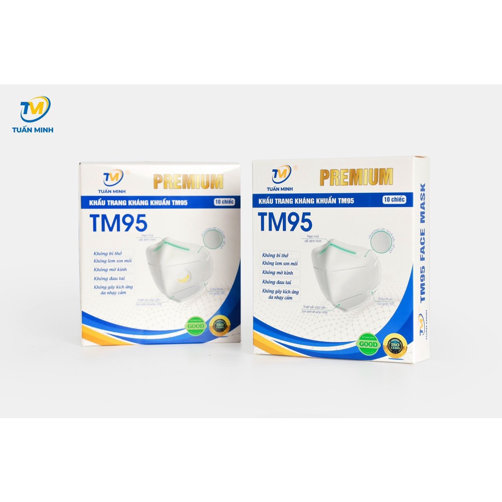 Khẩu Trang Tm95 Không Va Cho Người Lớn Ngừa Bụi Giảm Giọt Bắn Bảo Về Sức Khỏe Hộp 10c