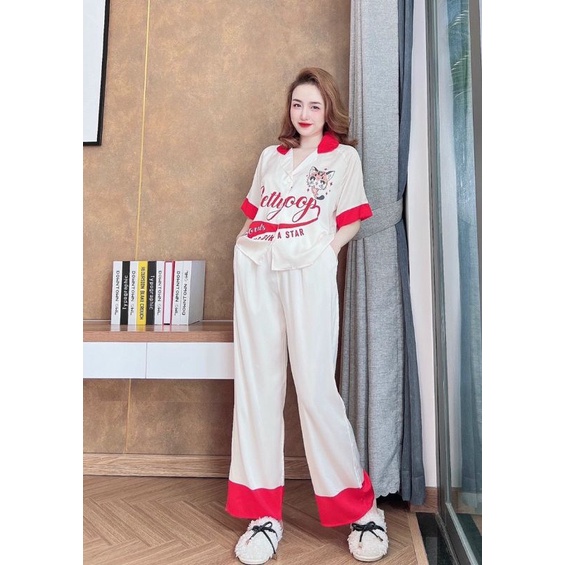 Pijama lụa Latin tay ngắn crotop, hoạ tiết đa dạng xinh xắn