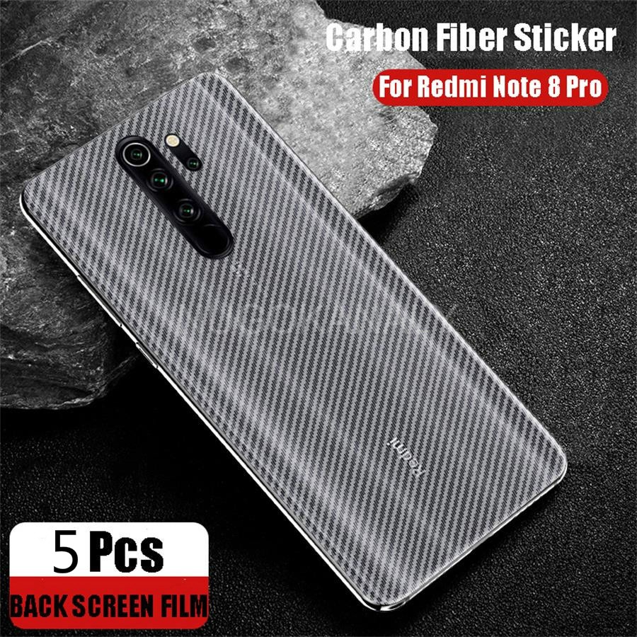 Set 5 Miếng Dán Lưng Điện Thoại Bằng Sợi Carbon Cho Xiaomi Redmi Note 8 Pro