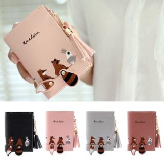 Ví da nhỏ thêu hình động vật cho nữ