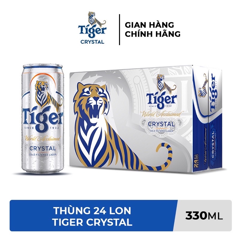 (hoả tốc HCM) Thùng 24 lon bia tiger Crystal 330ml/lon
