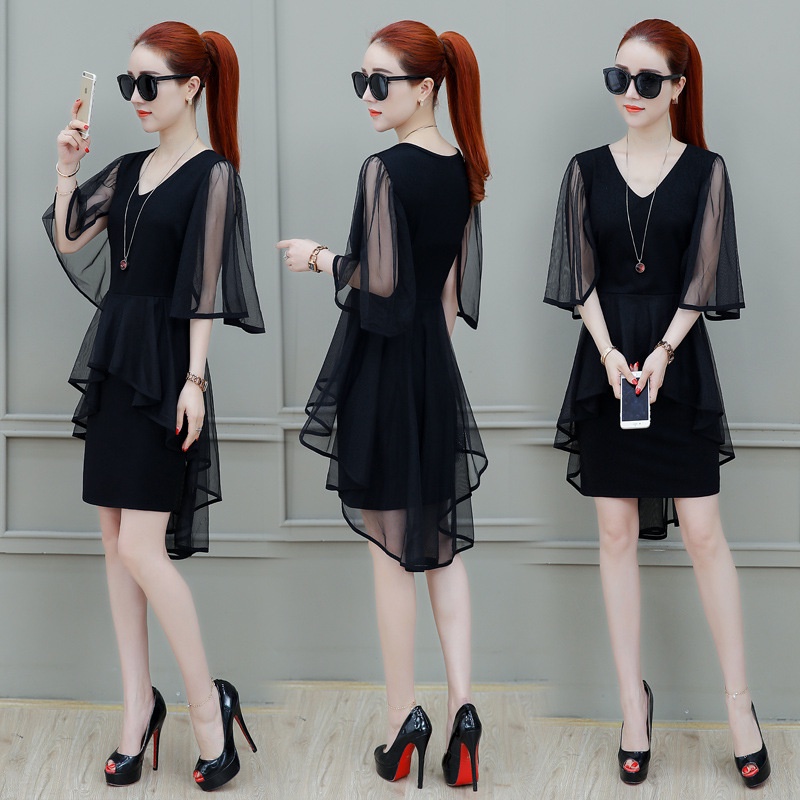Đầm dáng ôm phối lưới thời trang mùa hè xinh xắn size M-XXL cho nữ