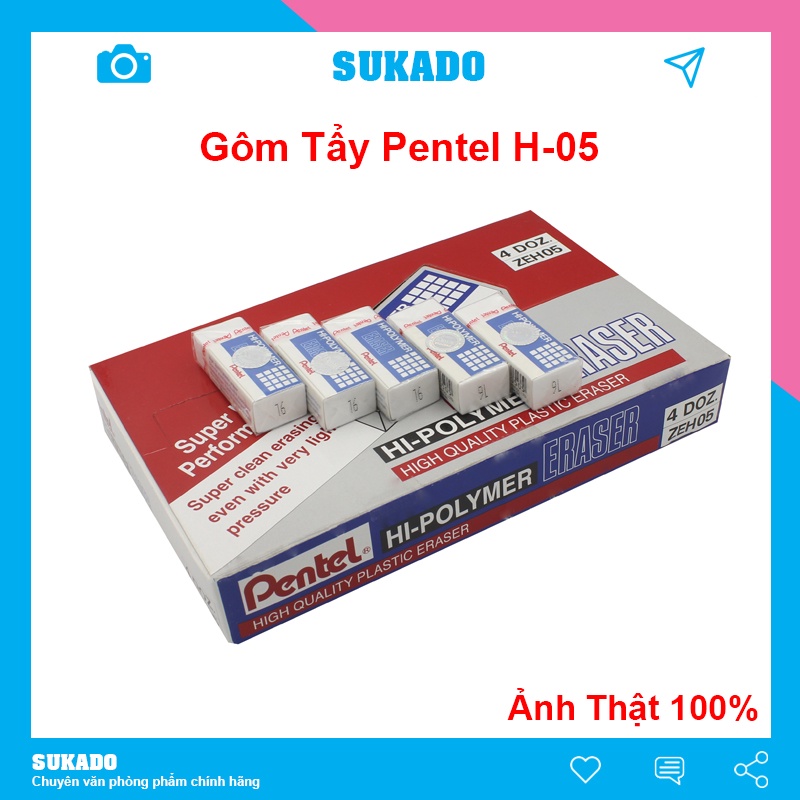 Gôm tẩy bút chì Pentel H.03 chính hãng - tẩy xóa sạch không lem SUKADO