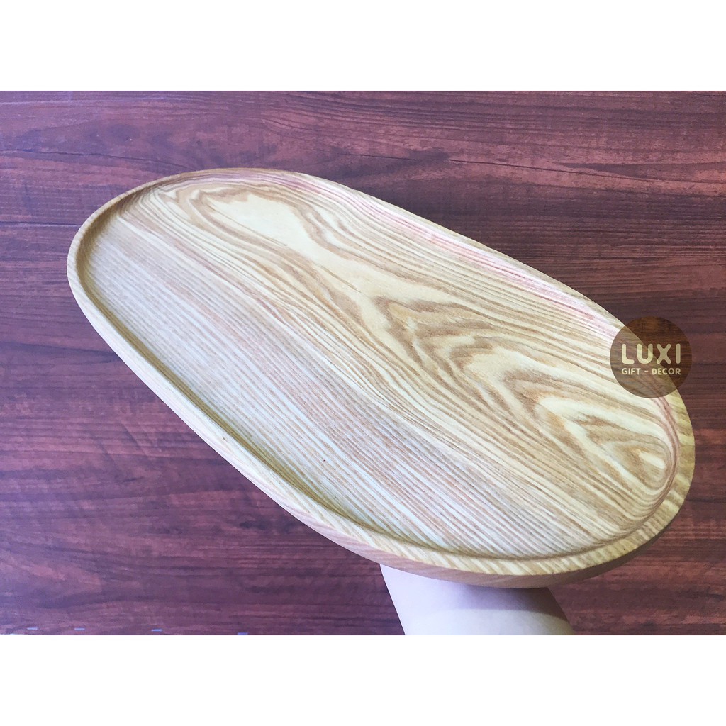 Khay/Thớt gỗ bầu dục vintage 34 (KT: 35x17cm) LUXI DECOR