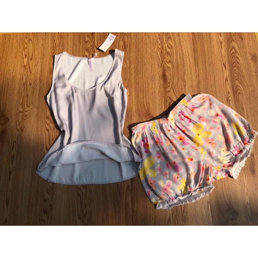 Bộ Đồ Nữ mặc nhà Peachyoyo xuất Hàn chất visco siêu mát họa tiết dễ thương trang nhã XanhHouse