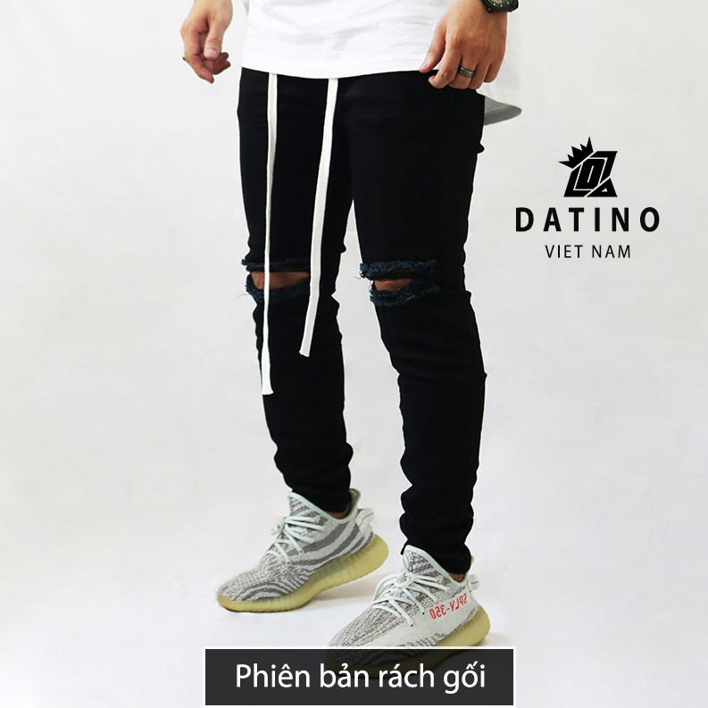 Quần jean nam Streetwear DATINO form Skinny màu đen chất Denim co giãn, bền màu | BigBuy360 - bigbuy360.vn