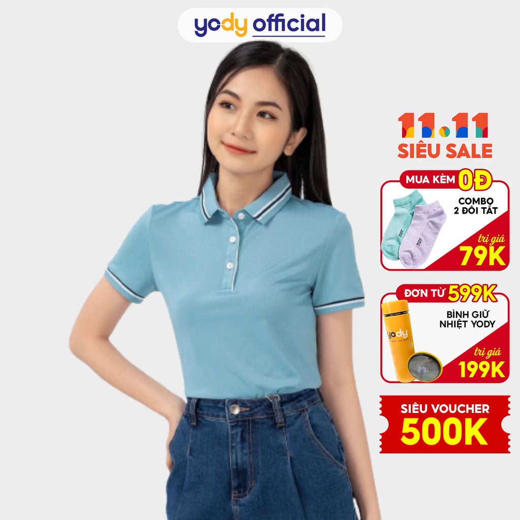 [Mã WABRYD1111 giảm 10% đơn 250K] Áo Polo YODY nữ Coolmax 02 ngắn tay thông thoáng hút ẩm tốt APN3724