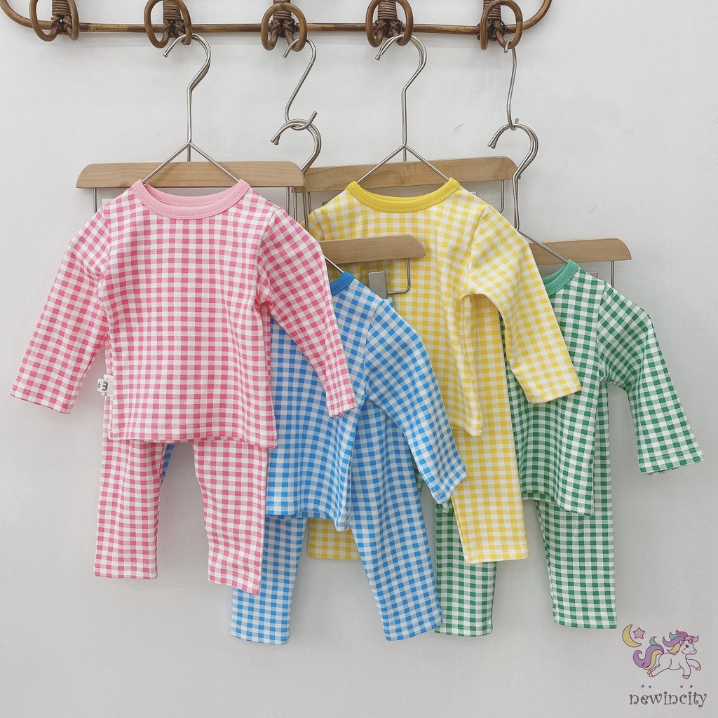 Bộ quần áo cotton sọc caro dễ thương dành cho bé