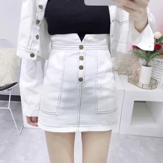Set áo jacket bò + chân váy siêu xinh