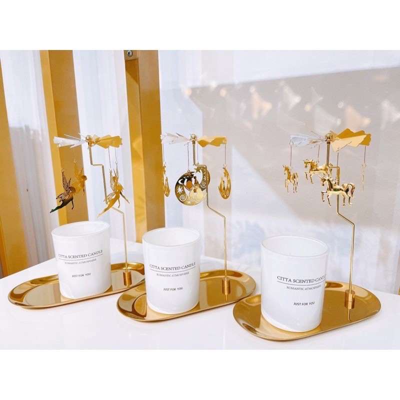 Khay đựng nến thơm phụ kiện trang trí đèn cầy thơm decor xoay Minagram