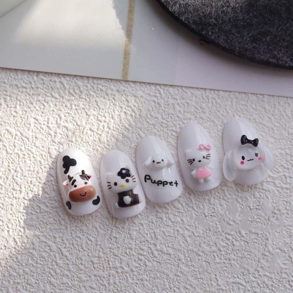TWINKLE Phụ Kiện Trang Trí Móng Tay Hình Mèo Hoạt Hình Phong Cách Nhật Bản DIY