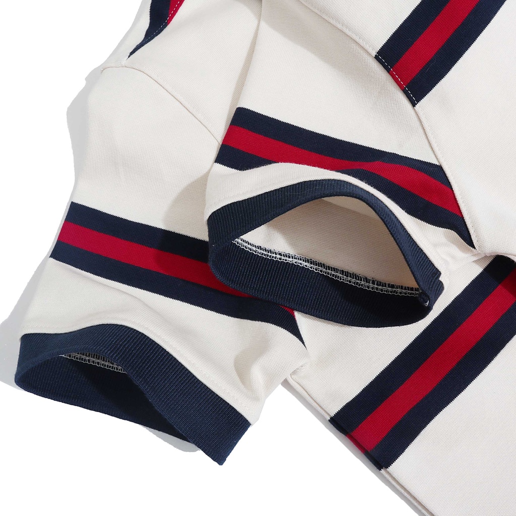 Áo Thun Polo Nam Cổ Bẻ Sọc Xanh Đỏ BY COTTON Red Navy Stripe Polo | BigBuy360 - bigbuy360.vn