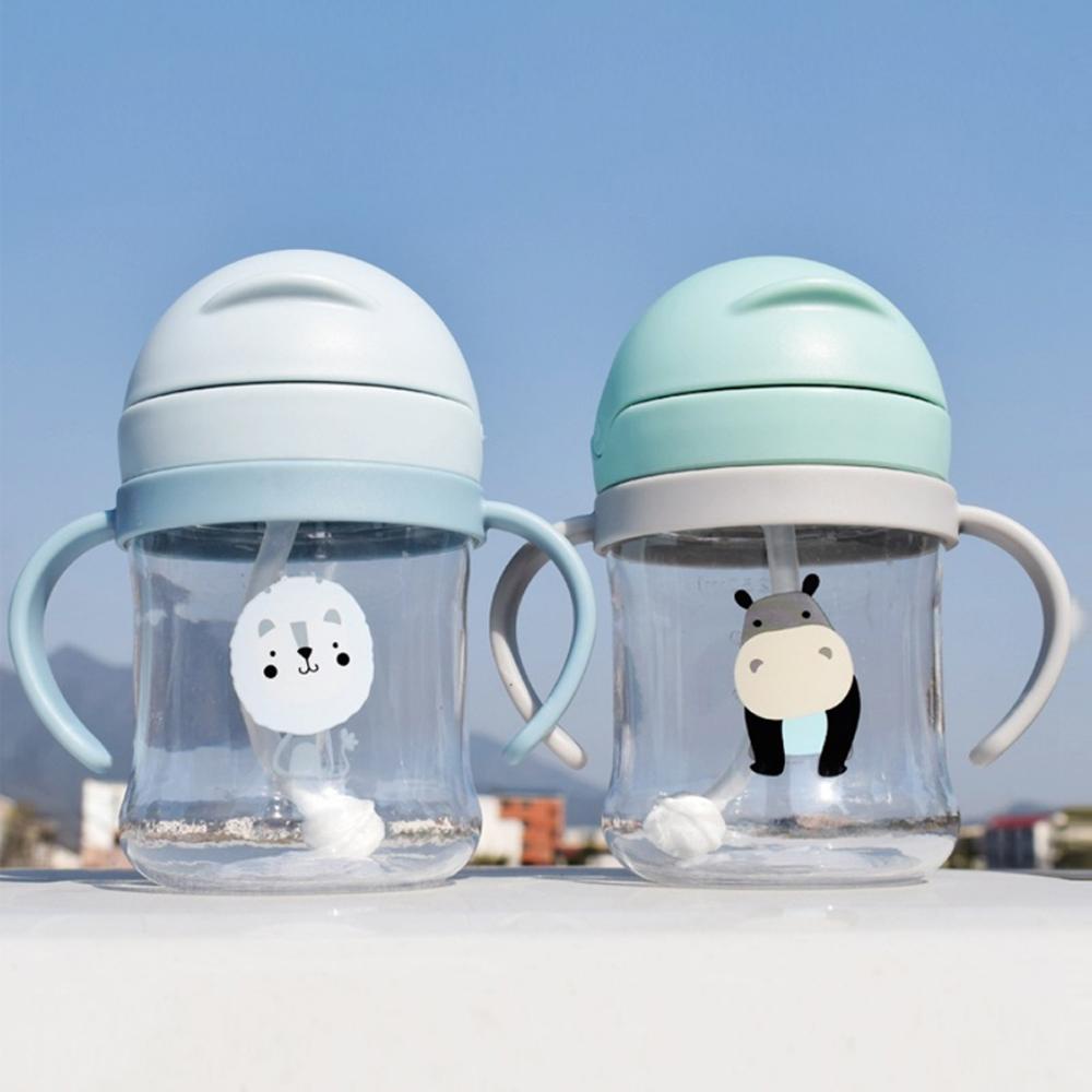 Bình Tập Uống Nước Chống Sặc Có Ống Hút Hình Động Vật Hoạt Hình Cho Trẻ Em