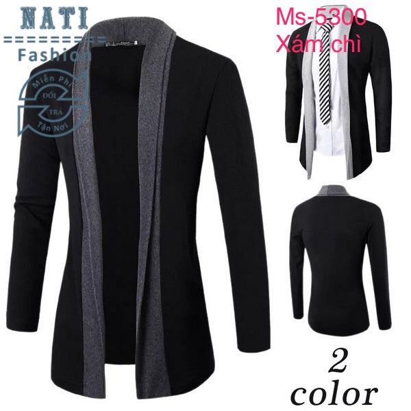 Áo Khoác Nam Cardigan Dài NATI-5300 Kiểu dáng lịch lãm