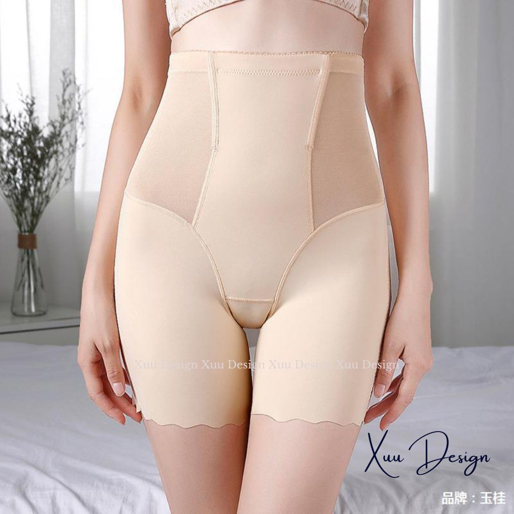 Quần lót nữ cạp cao gen bụng XUU vải su lạnh phối ren lưới có thanh nẹp định hình chống cuộn cao cấp - GB18