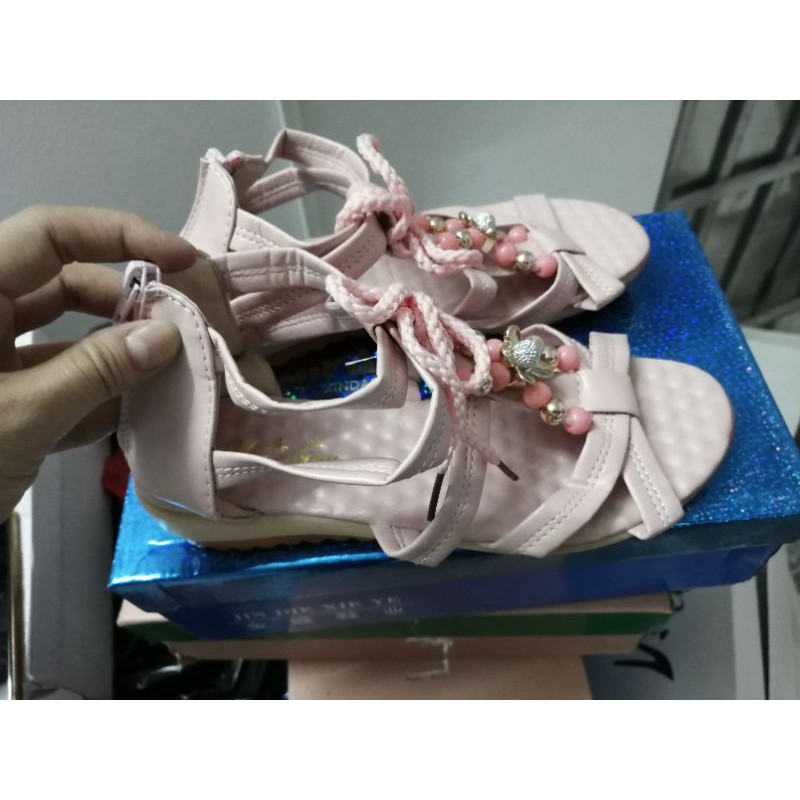 Sandal hồng baby có khóa kéo sau sz 36