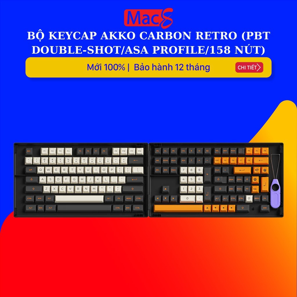 [Mã 44ELSALE2 giảm 7% đơn 300K] Bộ Keycap AKKO Carbon Retro (PBT Double-Shot/ASA profile/158 nút)