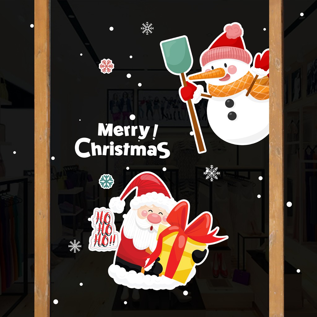 Decal Dán Cửa Kính Tranh Trí Noel 2021 - Giấy Dán Trang Trí Cửa Hàng Cắt Sẵn Từng Hình Mã NE01
