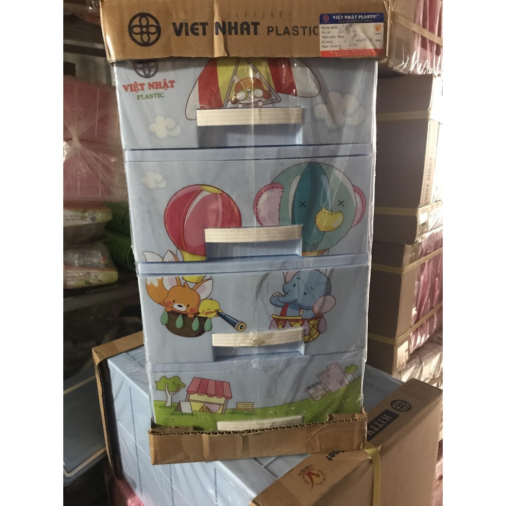 TỦ NHỰA VIỆT NHẬT 4 TẦNG MINI - TỦ QUẦN ÁO TRẺ EM