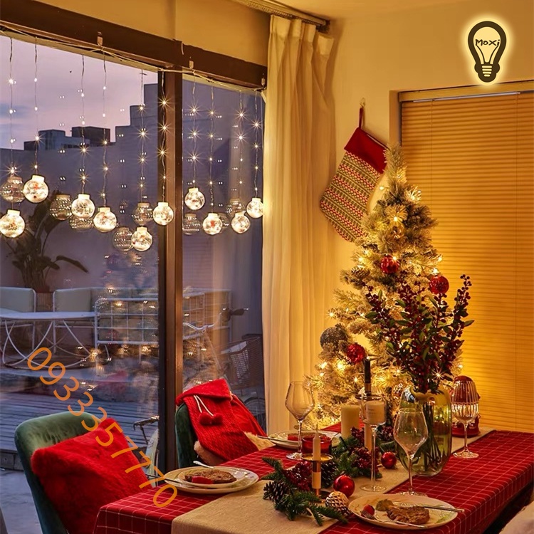 【LOẠI 1】 Đèn LED màn Rèm Trăng Sao Chống Thấm Nước Trang Trí Decor Ngoài Trời NOEL giáng sinh - Dài 2.5 Mét