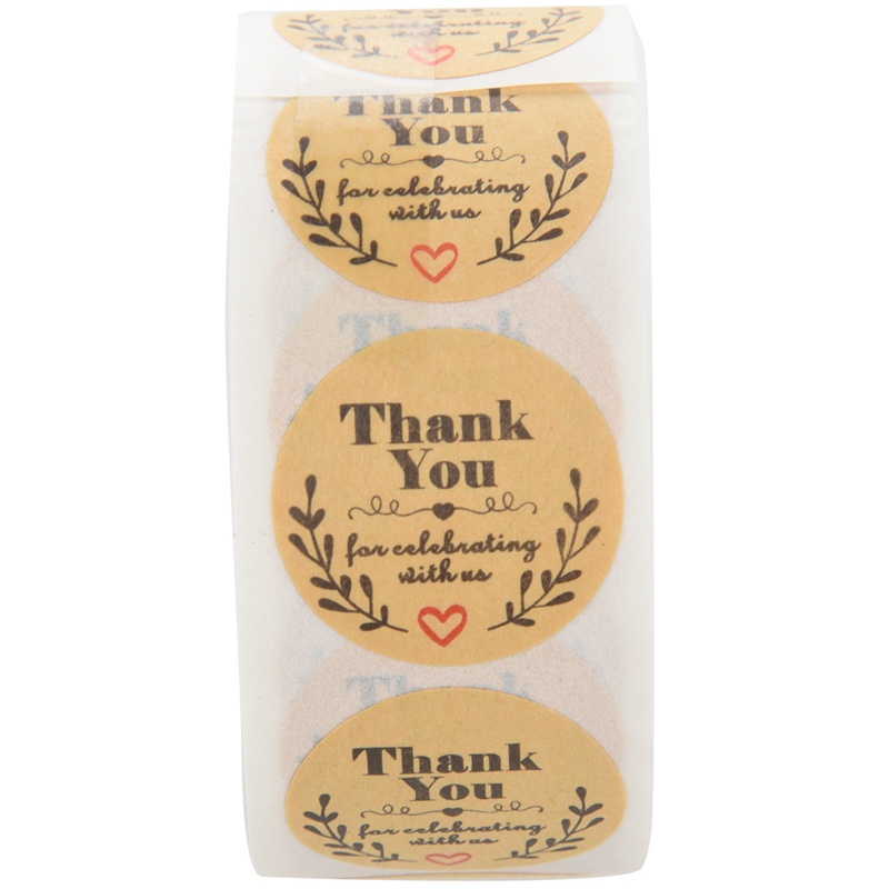 Bộ 500 Miếng Dán Hình Tròn 8x5x4cm In Chữ Thank You Độc Đáo Trang Trí Sổ Tay / Tiệc Cưới Tiện Dụng