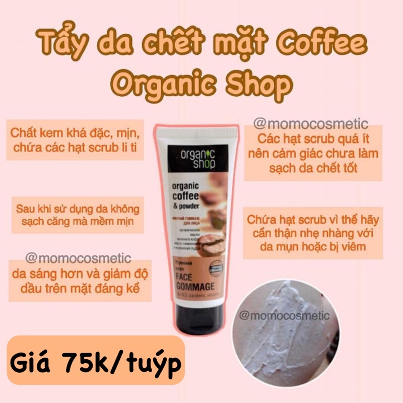 [Mã SKAMLTSM9 giảm 10% đơn 99K] Tẩy da chết Organic Shop Coffee &amp; Powder