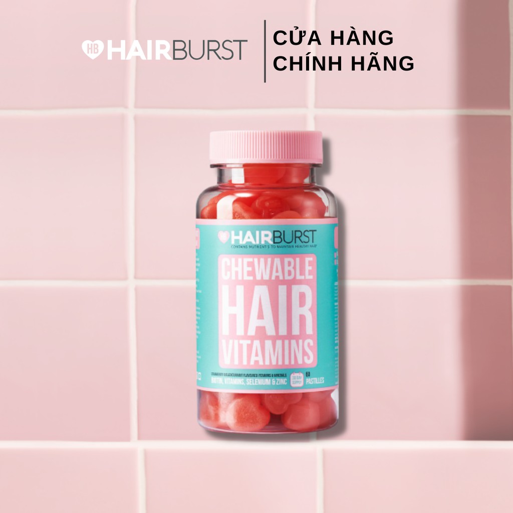 [Nhập FMCGMALL -8% đơn 250K] Kẹo dẻo vitamin chăm sóc, kích thích mọc tóc HAIRBURST chewable hair vitamins 60 viên/1 lọ