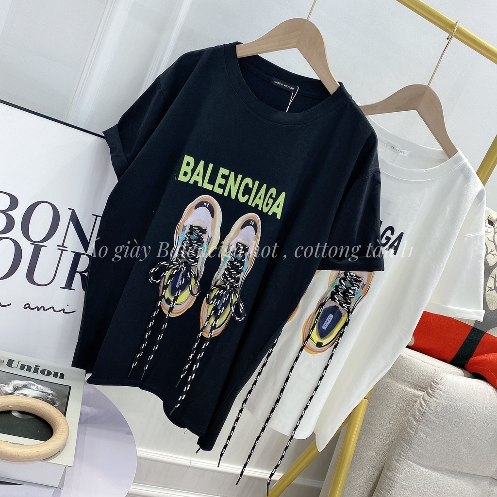 Áo phông đôi giày balen form rộng áo thun nữ ngắn tay HN012