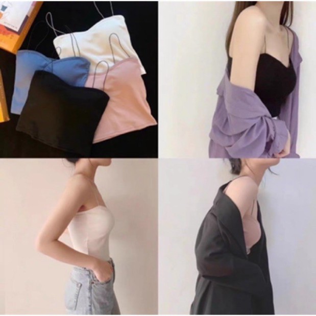 Áo 2 dây nữ- Áo bra ống 2 dây bún dáng croptop có đệm ngực 2055, áo bra nữ