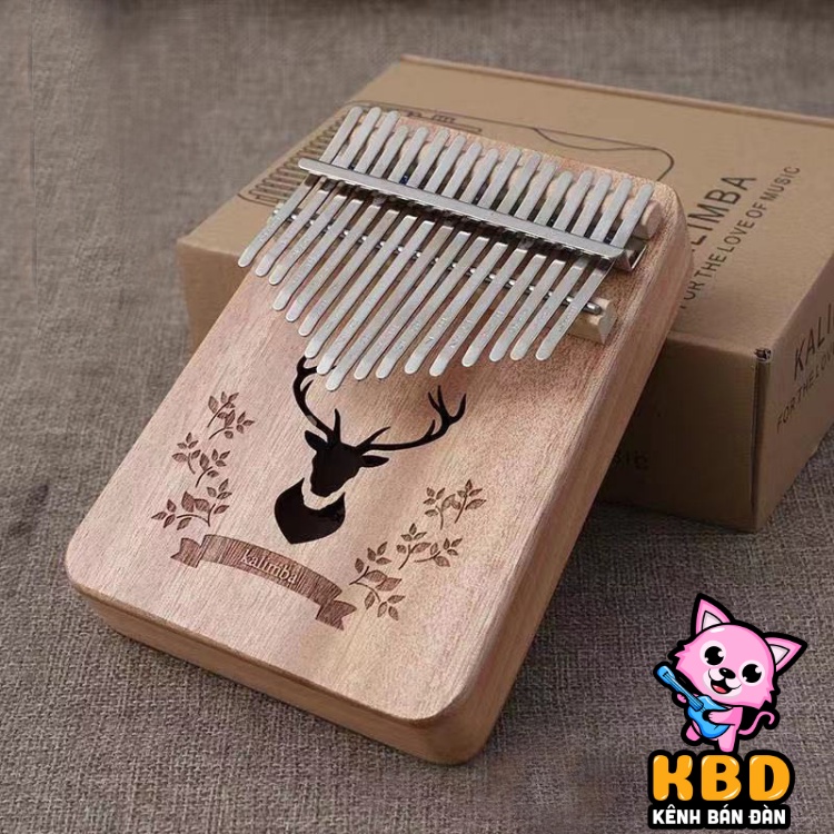 Đàn Kalimba gỗ mahogany 17 phím chuẩn kèm đủ phụ kiện (Búa chỉnh âm, dán nốt, túi đựng) MK K17-ML hươu