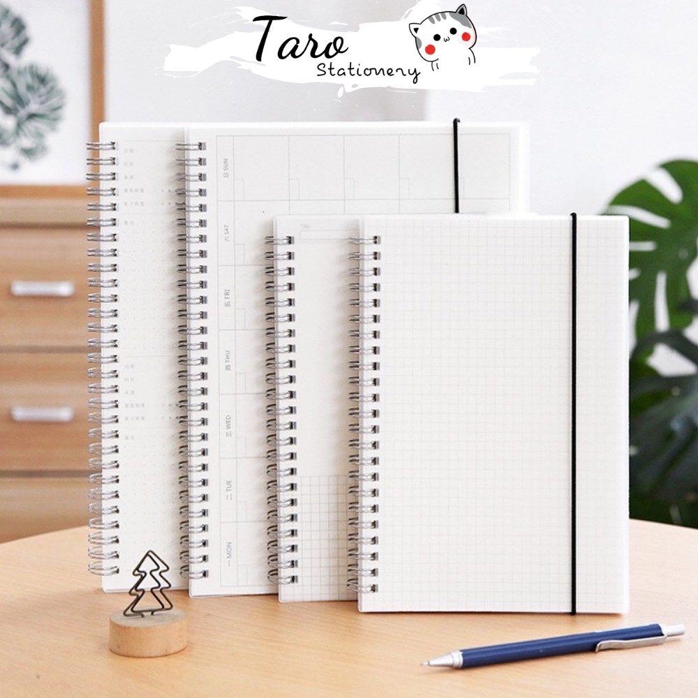 Sổ lò xo bìa trong suốt kèm sẵn giấy A5 B5 A6 Taro Stationery