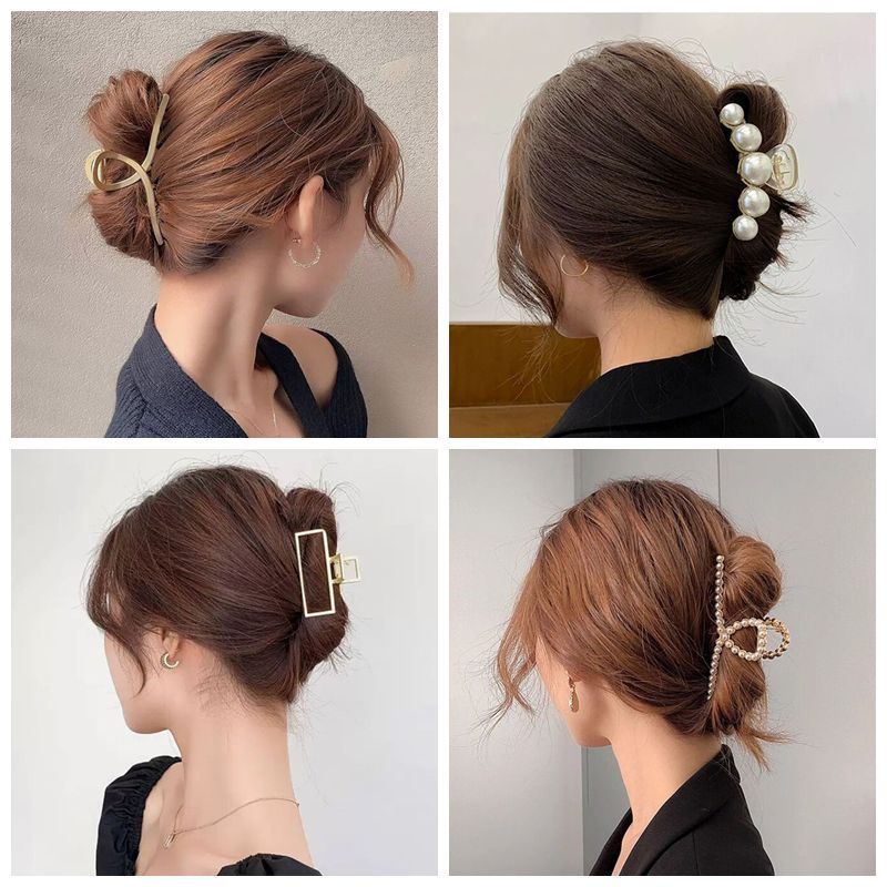 Kẹp Tóc Hợp Kim Đính Ngọc Trai Giả Phong Cách Hàn Quốc Thời Trang