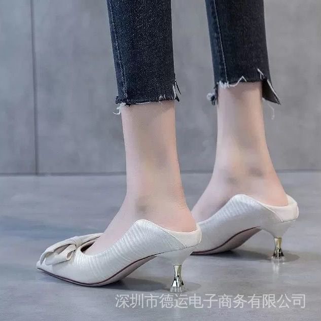 Giày Cao Gót 6cm Đính Nơ Phong Cách Mới 2022 Cho Nữ