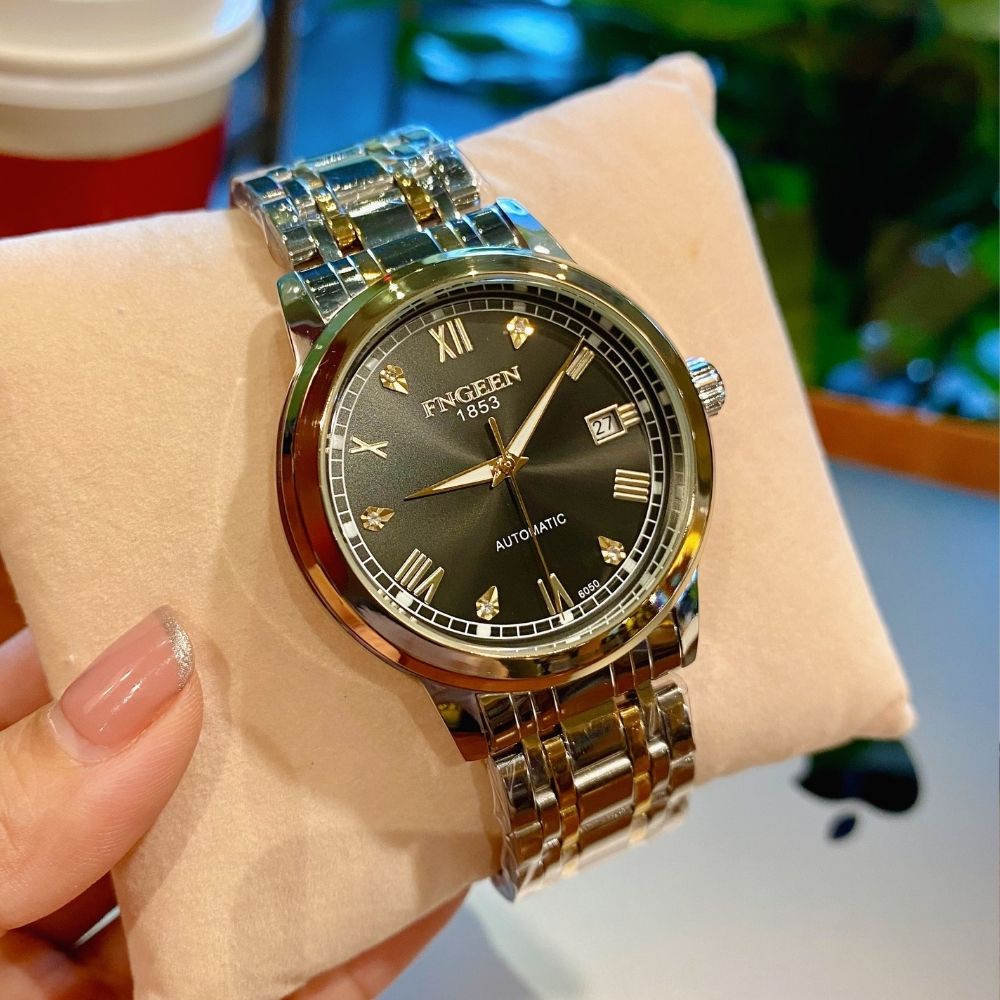 Đồng hồ cơ automatic Fngeen 1853CO Đồng hồ nam chính hãng dây thép chống nước chống xước bảo hành 24 tháng - oria watch