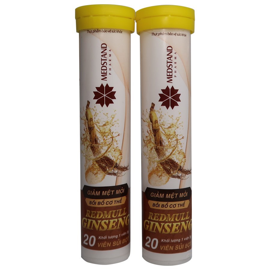 Redmull Ginseng medstand. Viên sủi giảm mệt mỏi từ nhân sâm và vitamin, tăng sức đề kháng (tuýp 20 viên)