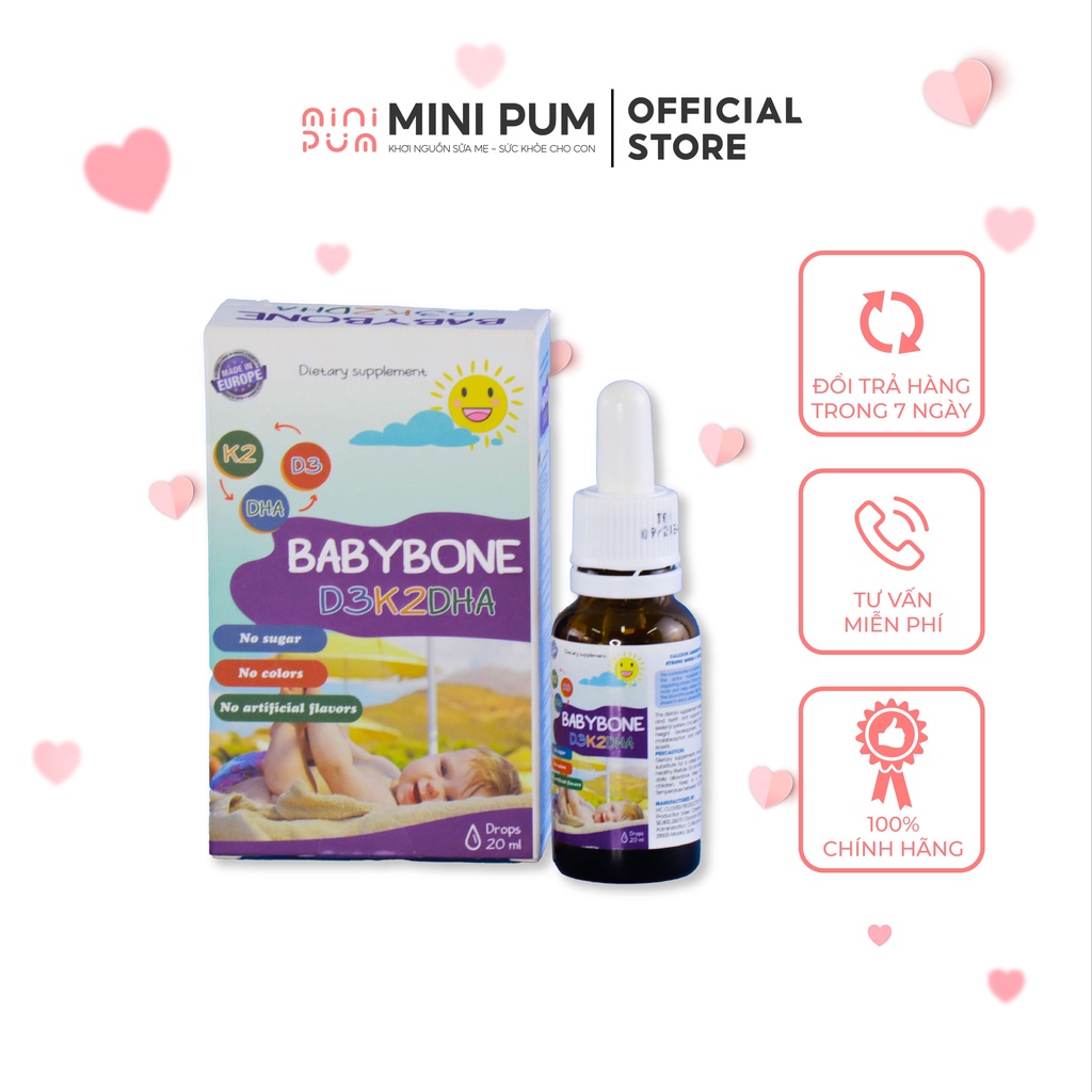 Combo phễu kích sữa Mini Pum và vitamin D3K2DHA Babybone 20ml