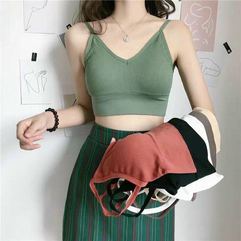 Áo hai dây bra mút ngực hở lưng U cực xinh , chất thun 4 chiều mềm mịn